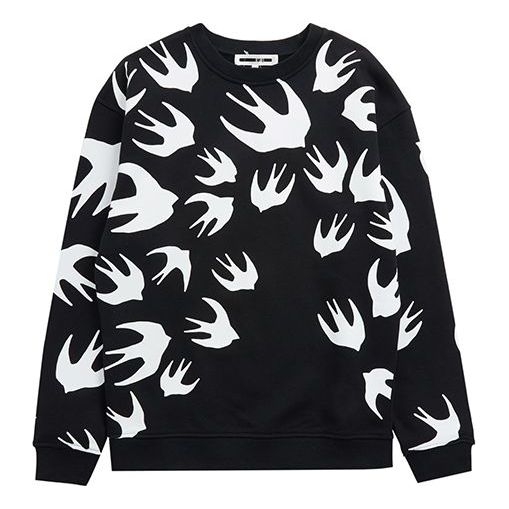 (WMNS) Alexander McQueen Swallow Pattern Printing Sweatshirt 'Black' 337341-RLT72-1000