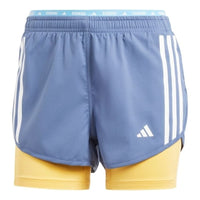 (WMNS) adidas Own the Run 2-In-1 Shorts Asia Sizing 'Navy Yellow' IK5016