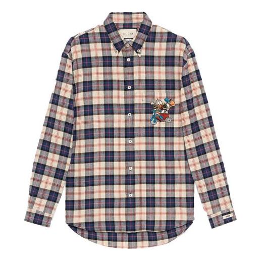 Gucci x Disney Crossover SS21 Donald Duck Plaid Long Sleeves Shirt Colorblock 649066-ZAGG4-9038