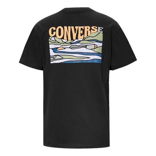 (WMNS) Converse Back Printing Sports Short Sleeve Black 10019564-001