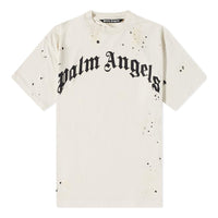 Palm Angels Glittered Logo Classic T-Shirt 'Off White' PMAA072F22JER0050310
