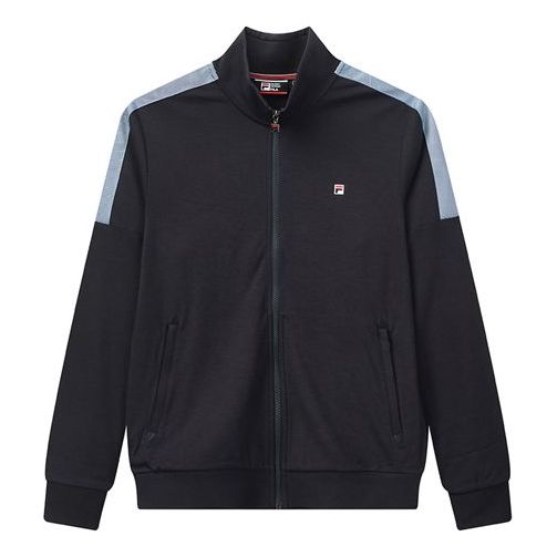 FILA Logo Contrast Color Stitching Knit Zipper Jacket Navy Blue F11M021501F-NV