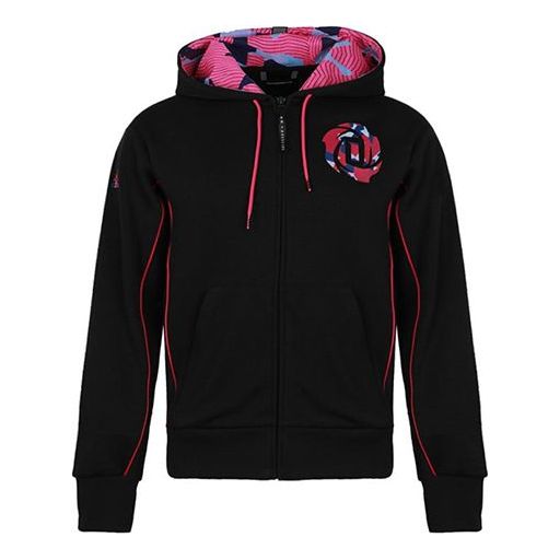 adidas Basketball Sports Printing Knit Hooded Jacket Black FM0024