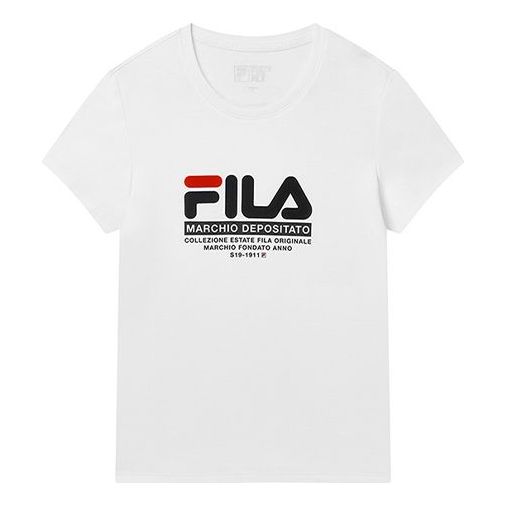 (WMNS) FILA Logo Printing Round-neck Tee White F11W928139F-WT