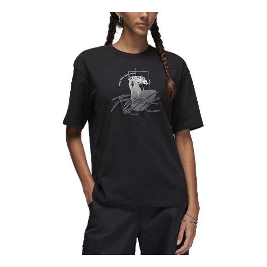 (WMNS) Air Jordan Graphic T-Shirt 'Black Grey' FD7244-010