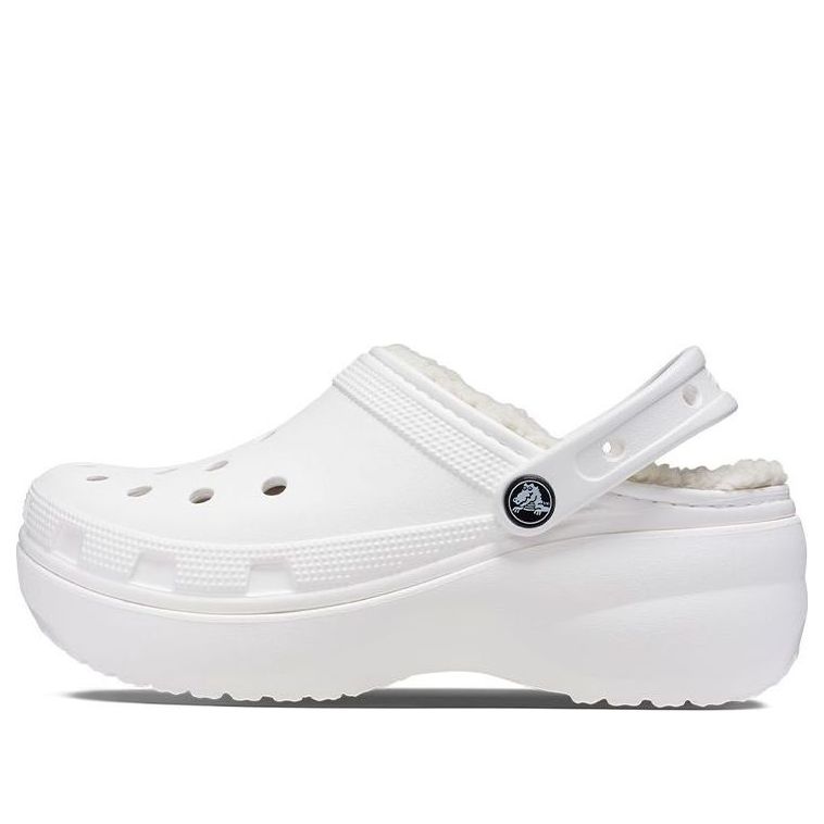 (WMNS) Crocs Classic Platform Lined Clogs 'White' 207938-100