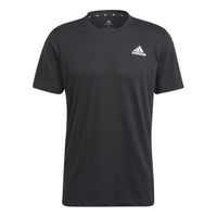 adidas Solid Color Logo Round Neck Pullover Short Sleeve Black GR0514