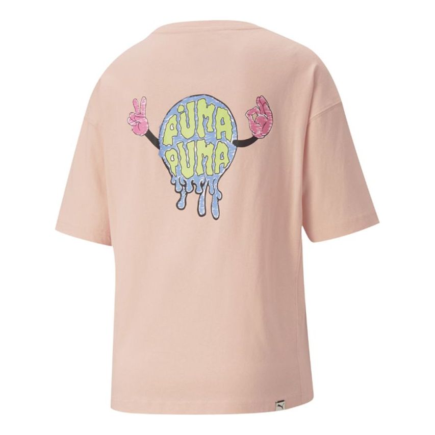 (WMNS) PUMA Downtown Graphic Printing Causual Sports Round Collar Female Pink 533050-27