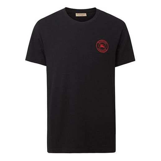 Burberry Logo Solid Color Short Sleeve Unisex Black 80078141