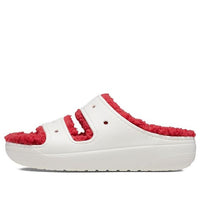 (WMNS) Crocs Classic Cozzzy Holiday Sweater Sandal 'White Red' 209227-90H