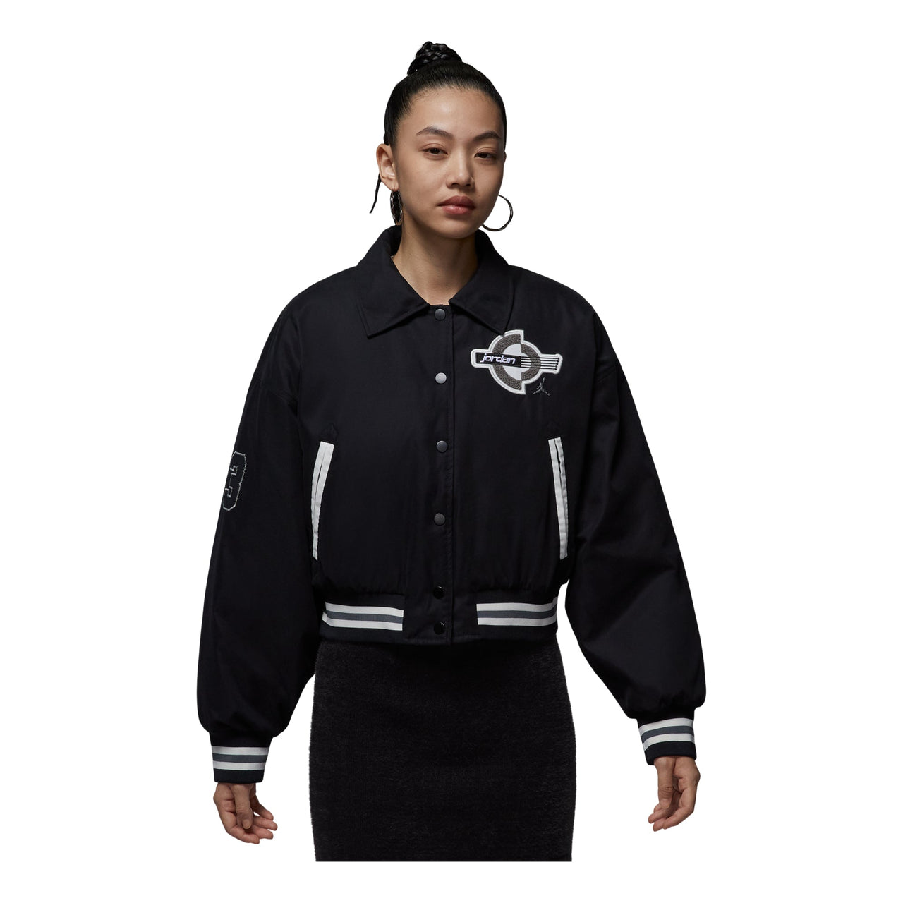 (WMNS) Air Jordan Brooklyn Therma-Fit Varsity Jacket 'Black' HV0404-010