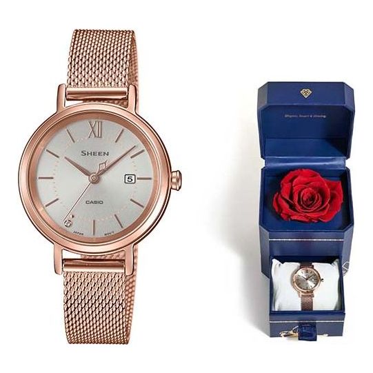 CASIO SHEEN Quartz Waterproof Sapphire Crystal Solar Powered Rose Gold Analog SHS-D300PGM-4APRB