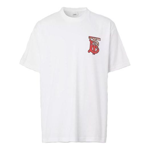 Men's Burberry Logo Printing Cotton Short Sleeve White 80257391