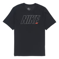 Men's Nike Solid Color Alphabet Quick Dry Breathable Training Sports Short Sleeve Black T-Shirt DM6256-010