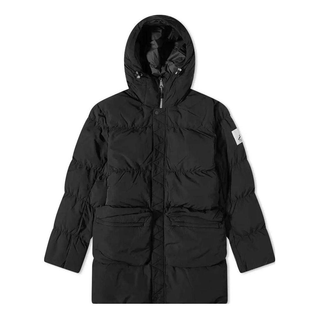 Air Jordan Solid Color logo Zipper Long Sleeves Badge Hooded Down Jacket Men's Black DQ7346-010