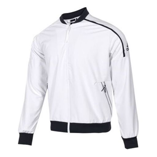 adidas Athleisure Casual Sports Stand Collar baseball uniform Jacket White DW5720