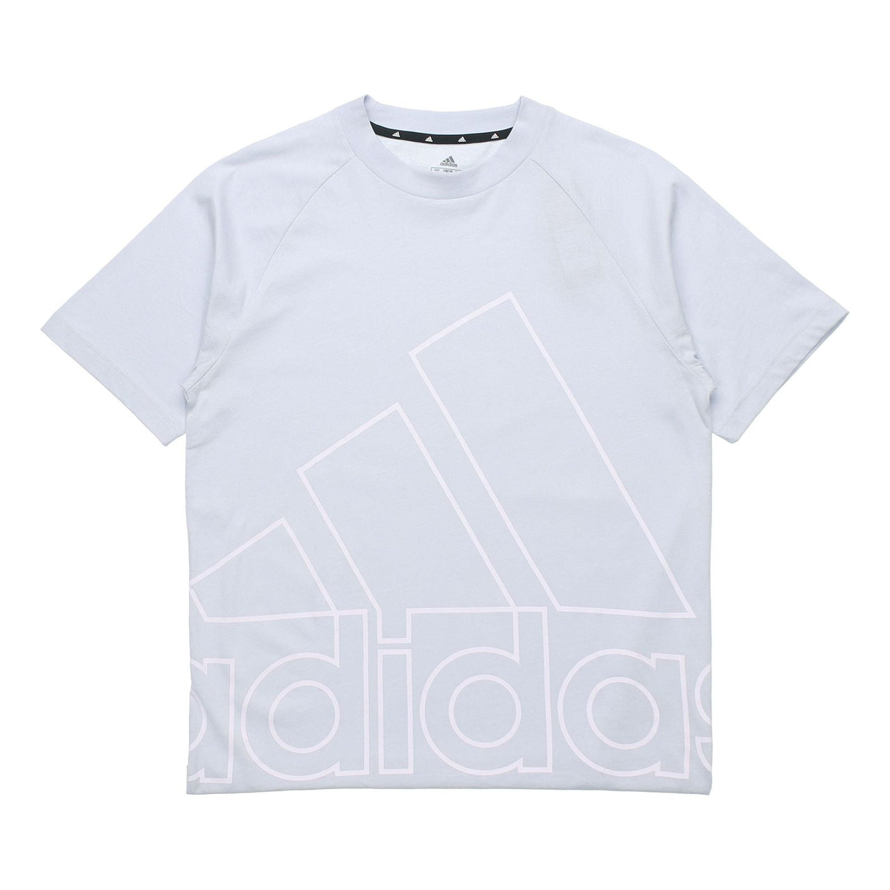 adidas U Big Logo T Sports Stylish Knit Round Neck Short Sleeve Blue GU4293