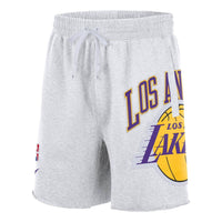 Men's Nike NBA Los Angeles Lakers Knit Alphabet Printing Straight Shorts Birch Color DB1954-051