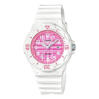 Waterproof Sports Pink Plaid Pink Analog LRW-200H-4C