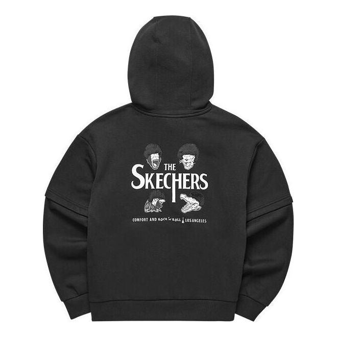 (WMNS) Skechers x Hilarious Monster Graphic Hoodie 'Black White' L421W003-0018