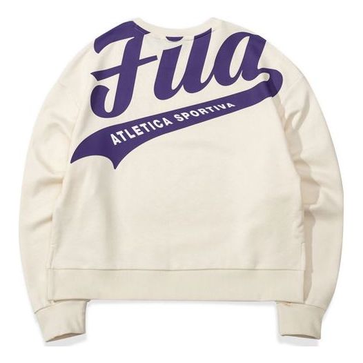 (WMNS) Fila Back Logo Printing Sports Round Neck Hoodie White T11W035204F-IV