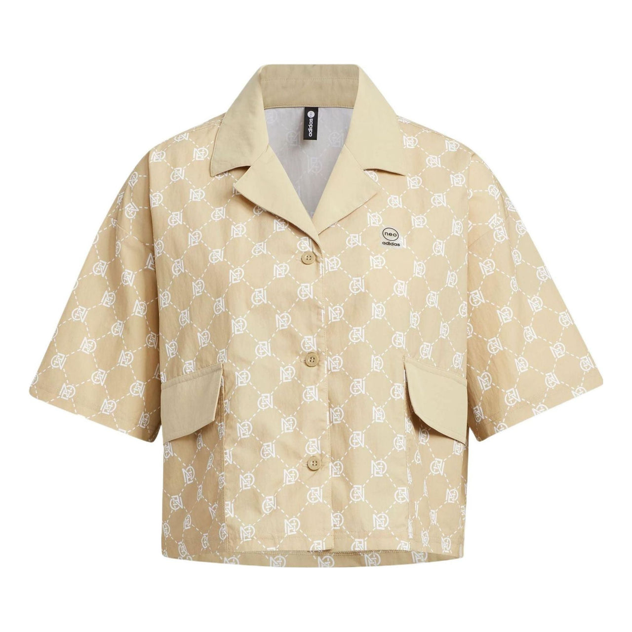 (WMNS) adidas Neo Lapel Loose Breathable Sports Casual Polo Shirts 'Beige' IB5842