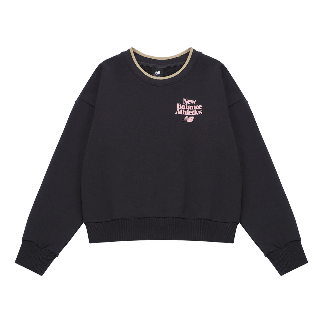(WMNS) New Balance Athletics 70s Crewneck Sweatshirt Asia Sizing 'Black Pink' AWT23552-PHM