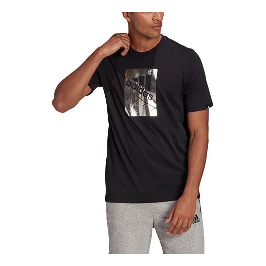 adidas M Bx Fl T Logo Printing Sports Gym Round Neck Short Sleeve Black GL3033