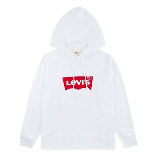 (WMNS) Levi's Alphabet Logo Printing Hoodie White 35946-0100