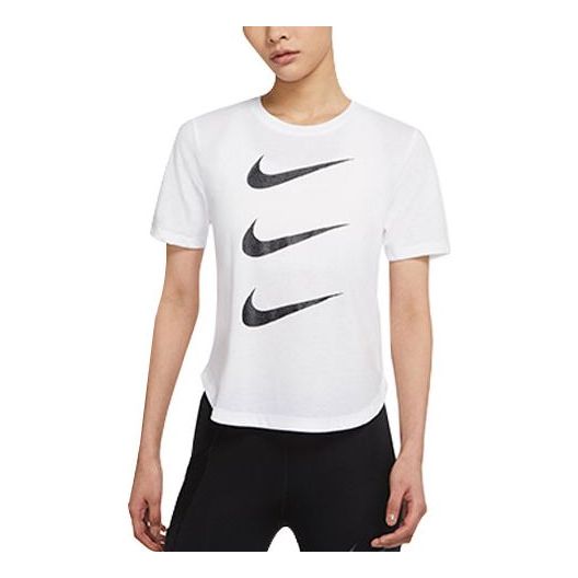 (WMNS) تيشيرت جري Nike Run Division Three Hook Reflective Logo باللون الأبيض DC4324-100