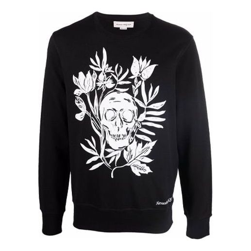 Men's Alexander McQueen FW21 Cartoon Printing Round Neck Long Sleeves Black 666639-QRZ1A-0901