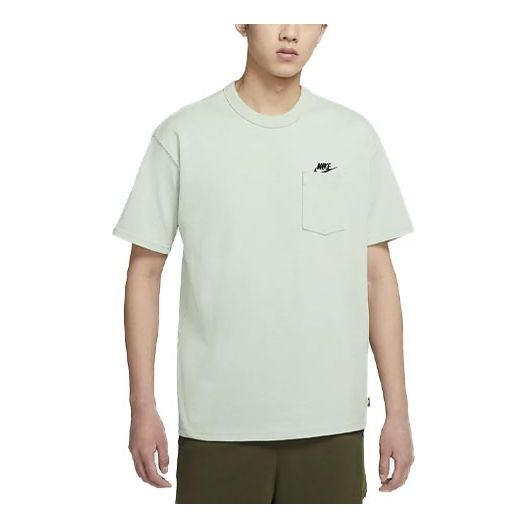 Men's Nike Solid Color Pocket Round Neck Loose Short Sleeve Aqua Blue T-Shirt DQ9296-017