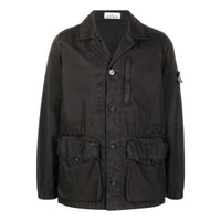STONE ISLAND Logo Patch Button Fastening Jacket 'Black' 7615439WN-V0129