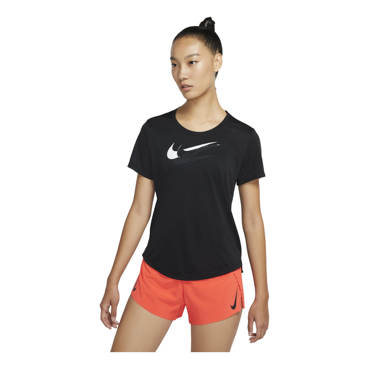 (WMNS) Nike Solid Color Chest Logo Printing Round Neck Short Sleeve Black T-Shirt DD6479-010