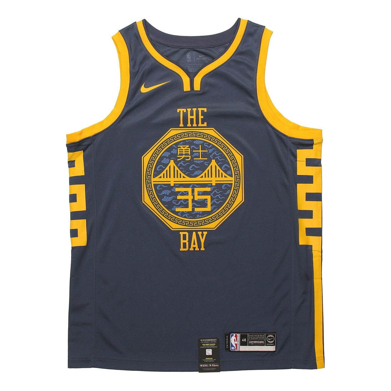 قميص نايكي NBA 18-19 كيفن ديورانت جولدن ستيت ووريورز 3 رقم 5 سيتي محدود SW أزرق رمادي AJ4610-430