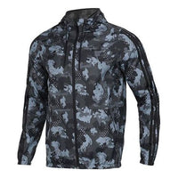 adidas Camouflage hooded Casual Woven Jacket Black DZ7589