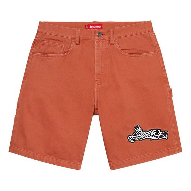 Supreme SS21 Week 13 Handstyle Denim Painter Short SUP-SS21-728-ORARED