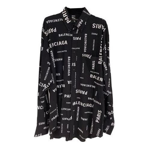 (WMNS) Balenciaga Allover Viscose Long Sleeve Shirt Large Fit 'Black' 658956TPLB41070