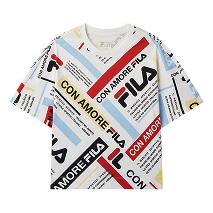 (WMNS) FILA Logo Printing Cotton Short Sleeve Multicolor F11W028105F-PU