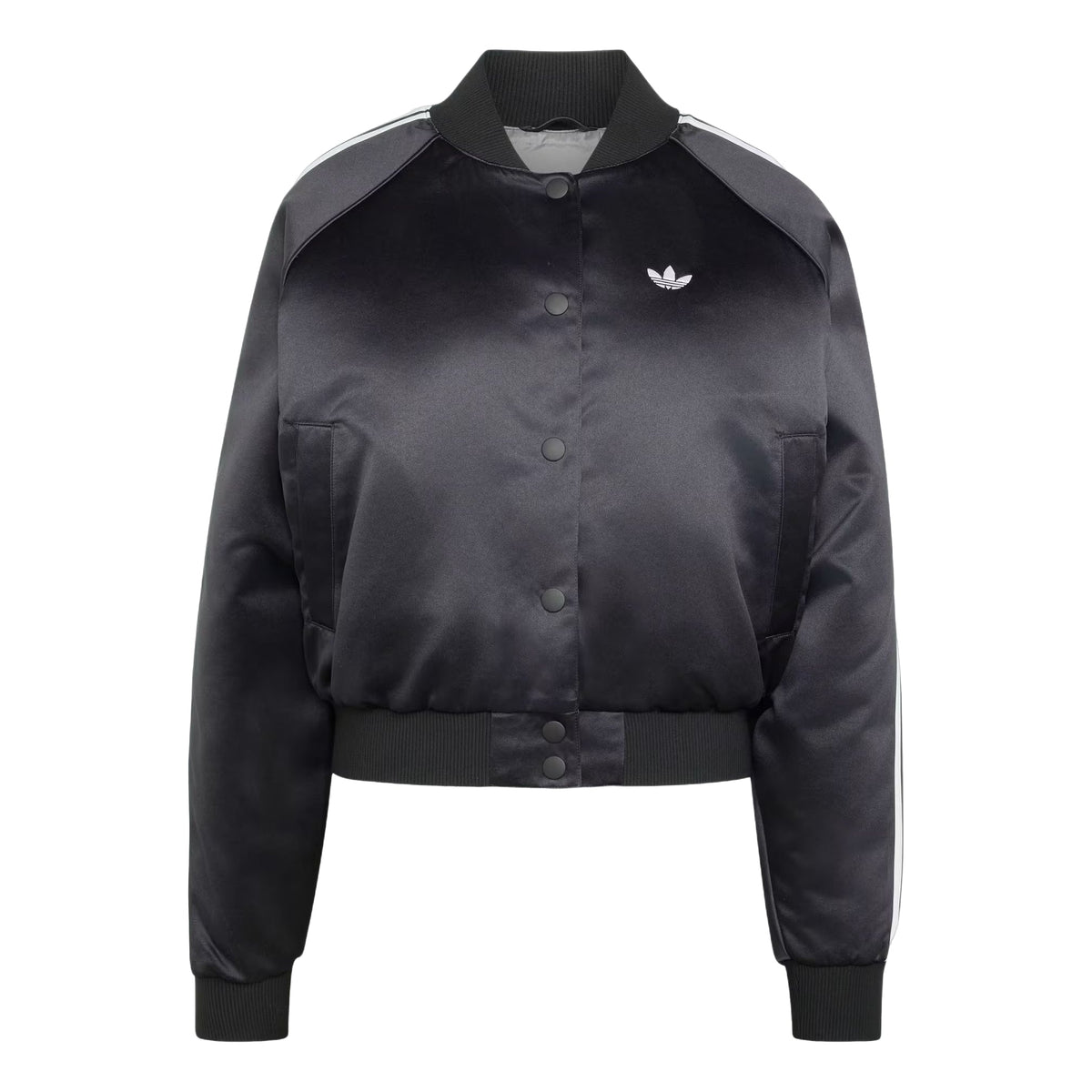 (WMNS) adidas Satin Bomber Jacket Asia Sizing 'Black White Grey Three' KT2648