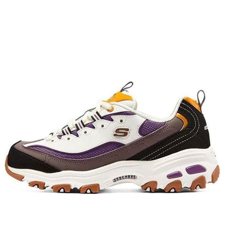 (WMNS) Skechers D'lites 1.0 Sneakers 'White Brown Black' 66666179-NTMT