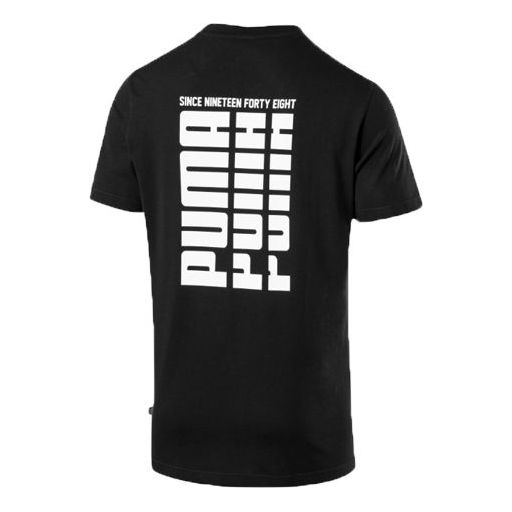 PUMA Alphabet Printing Round Neck Short Sleeve Black 853907-01