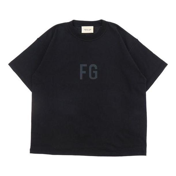 Men's Fear of God Classic FG Colorful Reflective Logo Large Short Sleeve Black FOG-FW19-43