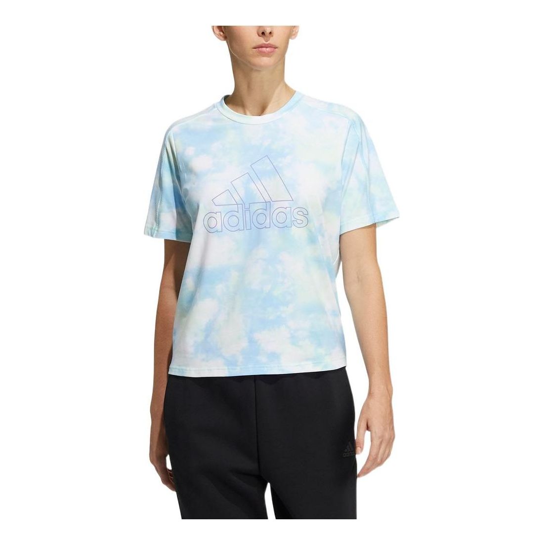 (WMNS) adidas Met AOP T-Shirt 'White Blue' HF2488