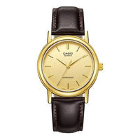 Men's CASIO Business Minimalistic Casual Classic waterproof quartz Watch Brown Strap Color Mens Gold Analog MTP-1095Q-9A