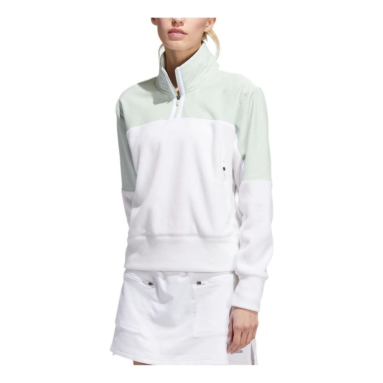 (WMNS) adidas 1/4-Zip Fleece Jacket Asia Sizing 'White' HS6664