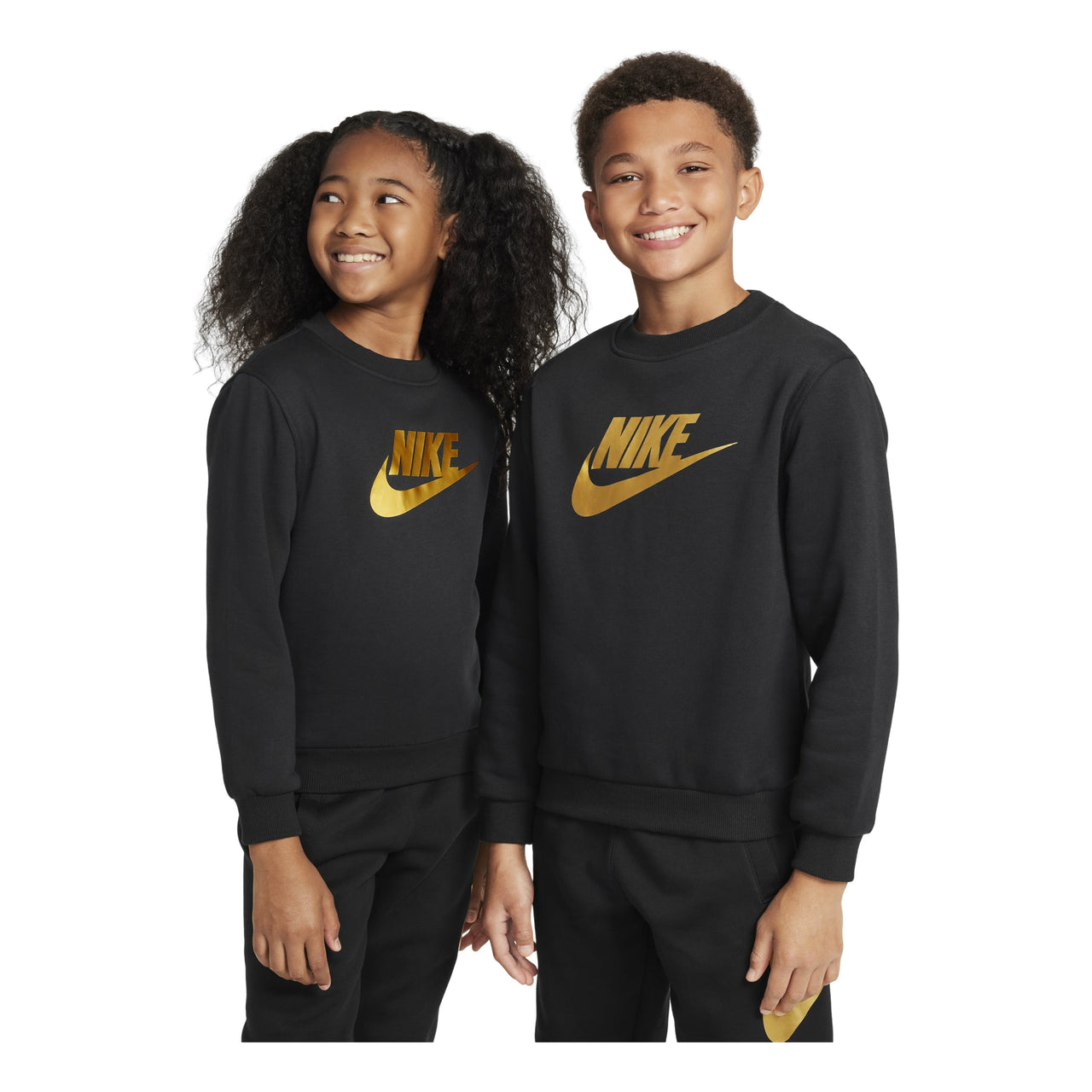 (GS) Nike Sportswear Club Fleece Crew Neck Sweatshirt 'Black Gold' HQ0975-010