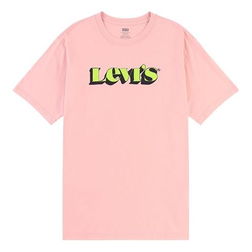 Men's Levis Round Neck logo Printing Short Sleeve Pink 16143-0109