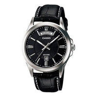 CASIO ENTICER Series Leather Strap Quartz Men's Mens Black Analog MTP-1381L-1AV