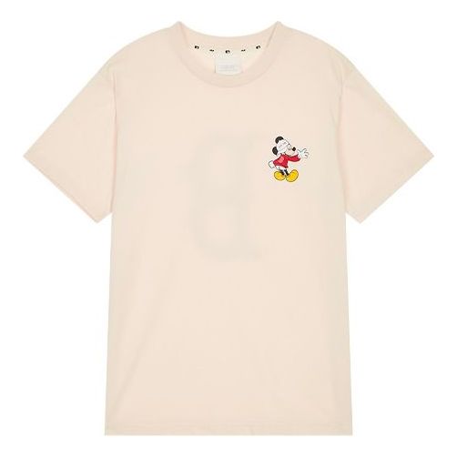 MLB Disney Mickey Boston Red Sox Basic Printing Round Neck Short Sleeve Unisex Ivory 31TSK2031-43I